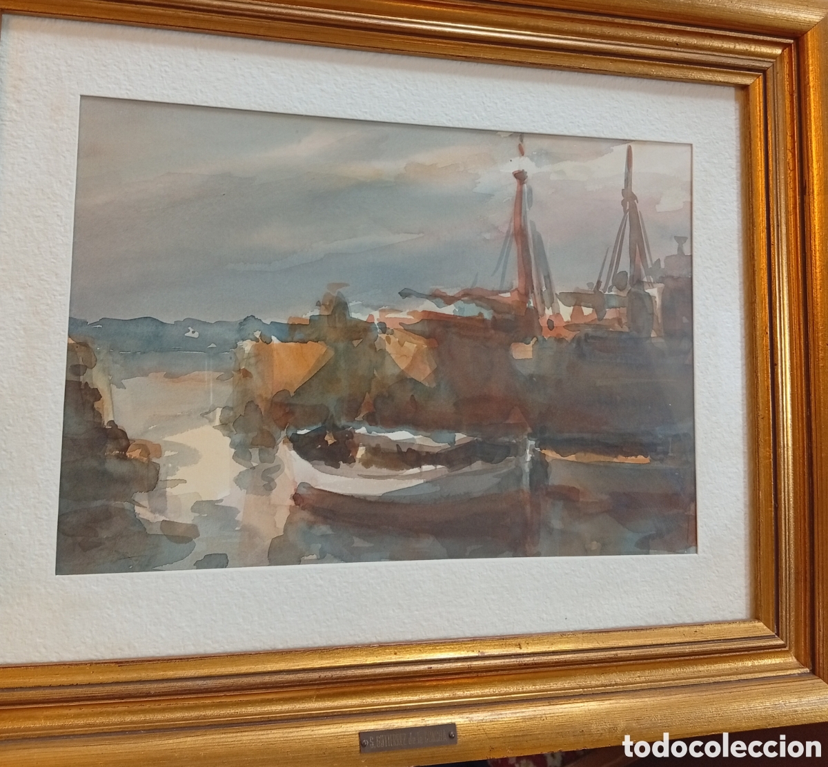 Arte: Preciosa pintura acuarela del gran pintor Salvador Gonz&aacute;lez de la Concha ( Santander,1935)