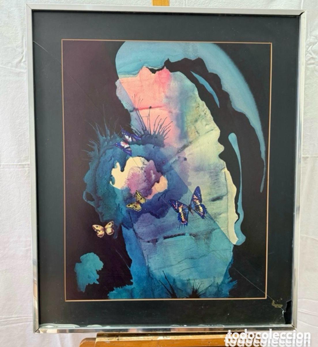 Arte: Joan Copons 1942 acuarela surrealista composici&oacute;n abstracta mariposas
