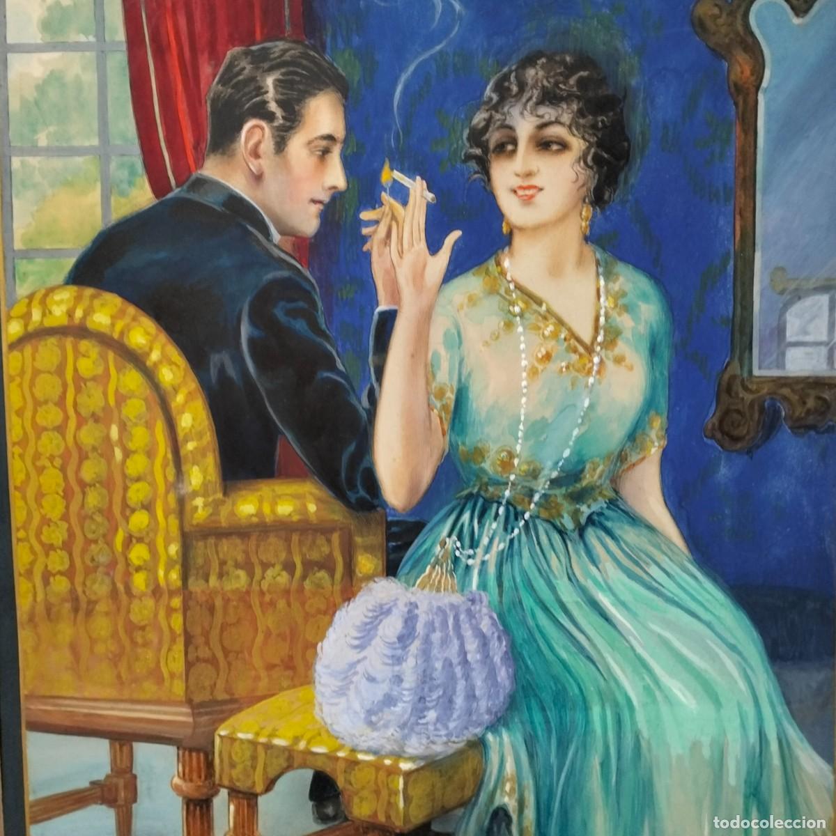 Arte: RAMON MIR. TECNICA MIXTA. PUBLICIDAD. MODERNISMO.TABACO.