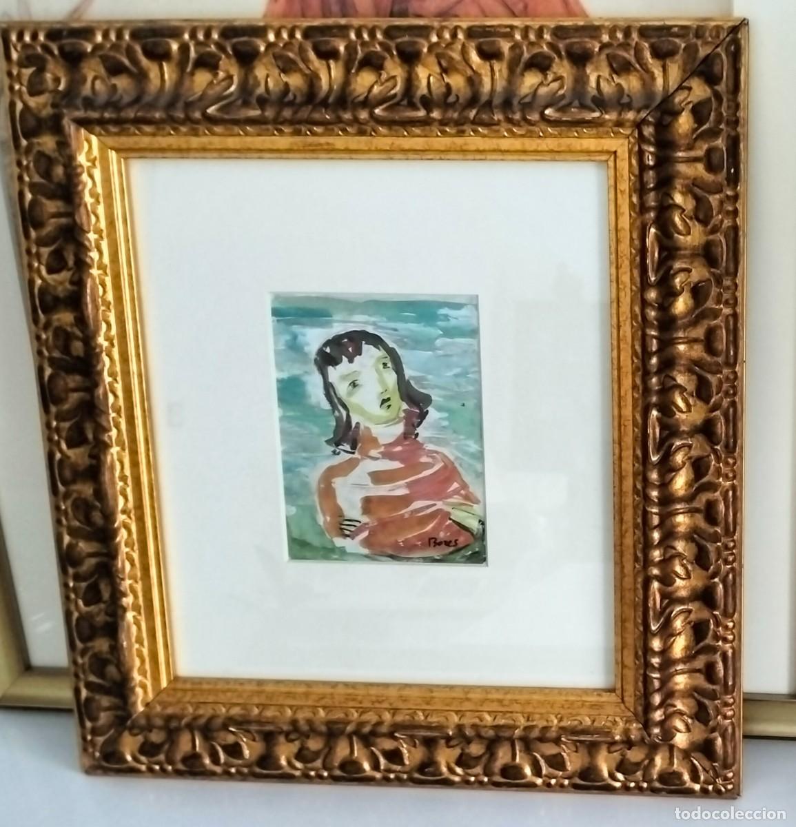 Arte: BORES. TECNICA MIXTA, EPOCA PARIS. PINTURA MUJER SOBRE PAPEL + CAT&Aacute;LOGO.
