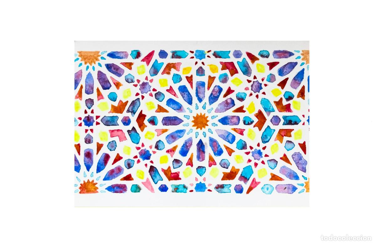 Art: Acuarela original azulejo &aacute;rabe. Cuadro azulejo &aacute;rabe.