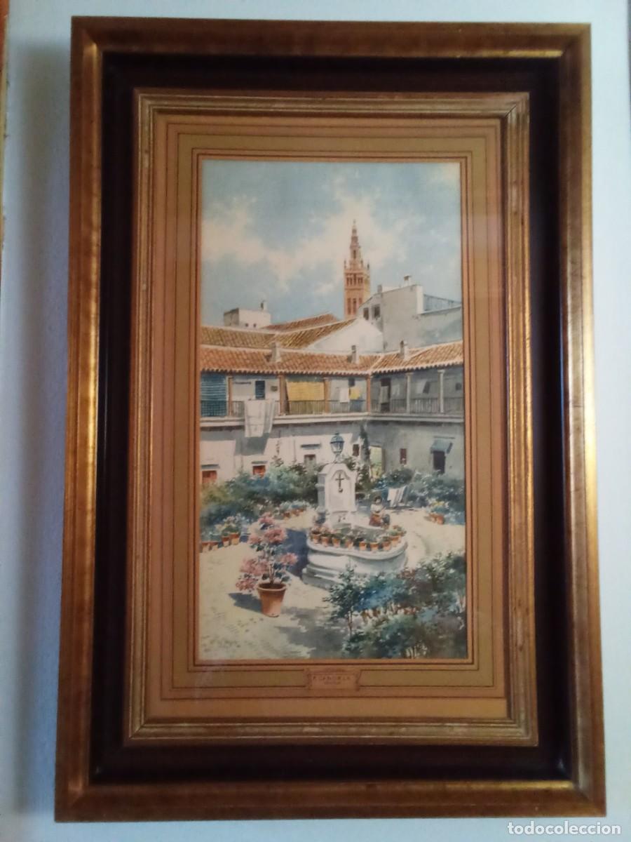 Arte: FRANCISCO CANDELA, ACUARELA DE UN RINC&Oacute;N DE SEVILLA CON LA GIRALDA AL FONDO.