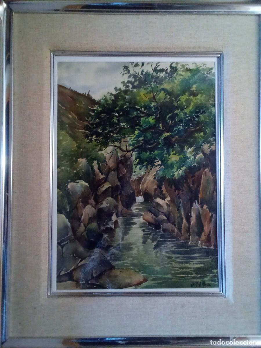 Arte: LLUIS PIERA, ACUARELA REPRESENTANDO PAISAJE DE AGUA - 1957