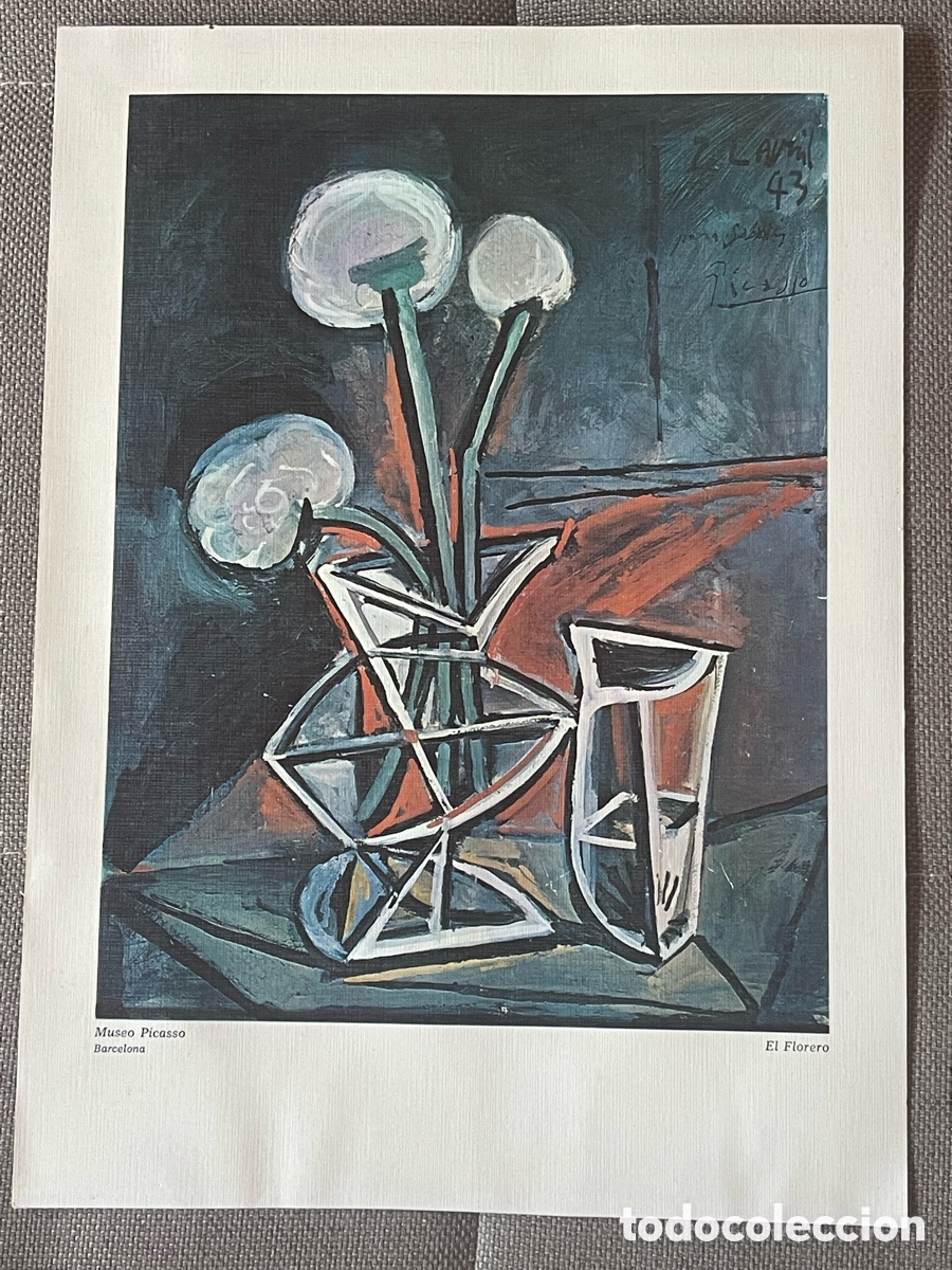 Arte: L&aacute;mina vintage Picasso El Florero Museo Barcelona