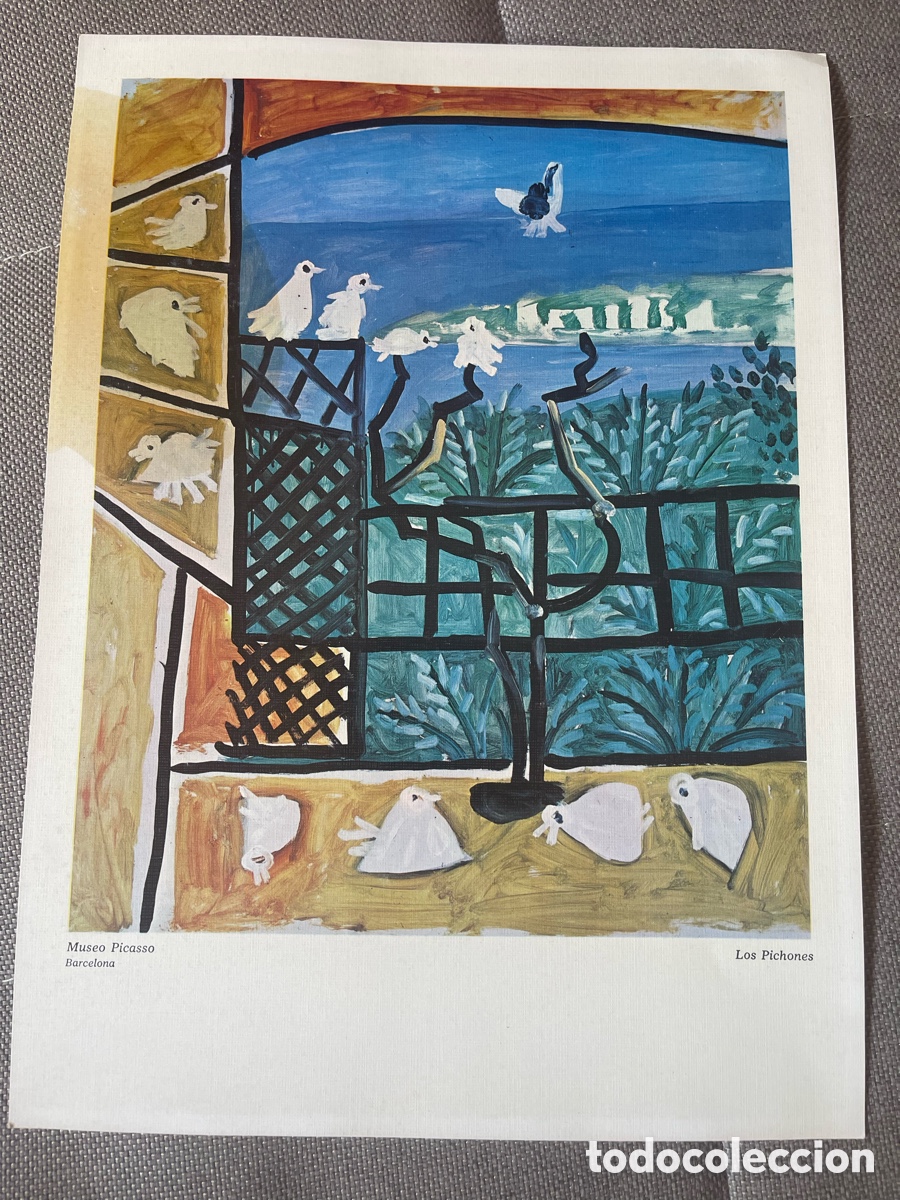 Arte: L&aacute;mina vintage Picasso Los Pichones museo Barcelona
