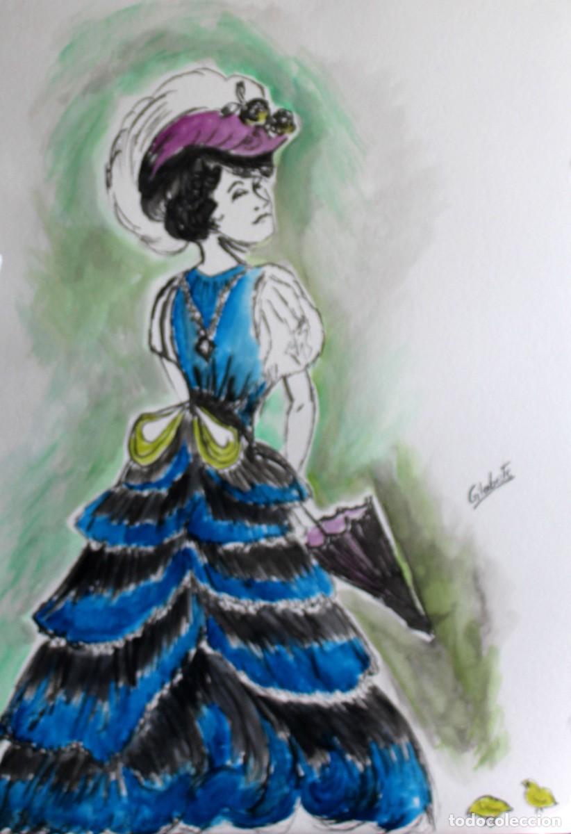 Arte: Se&ntilde;orita con sombrilla obra de Mercedes Gilaberte