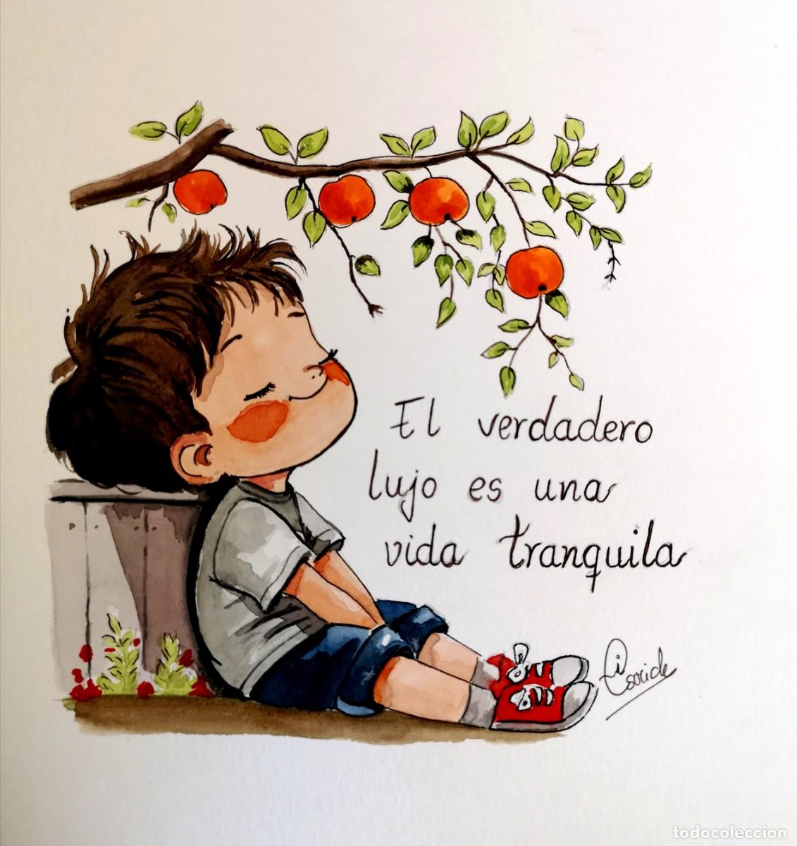 Arte: El verdadero lujo es una vida tranquila-Acuarela pintada por Inma Escrich