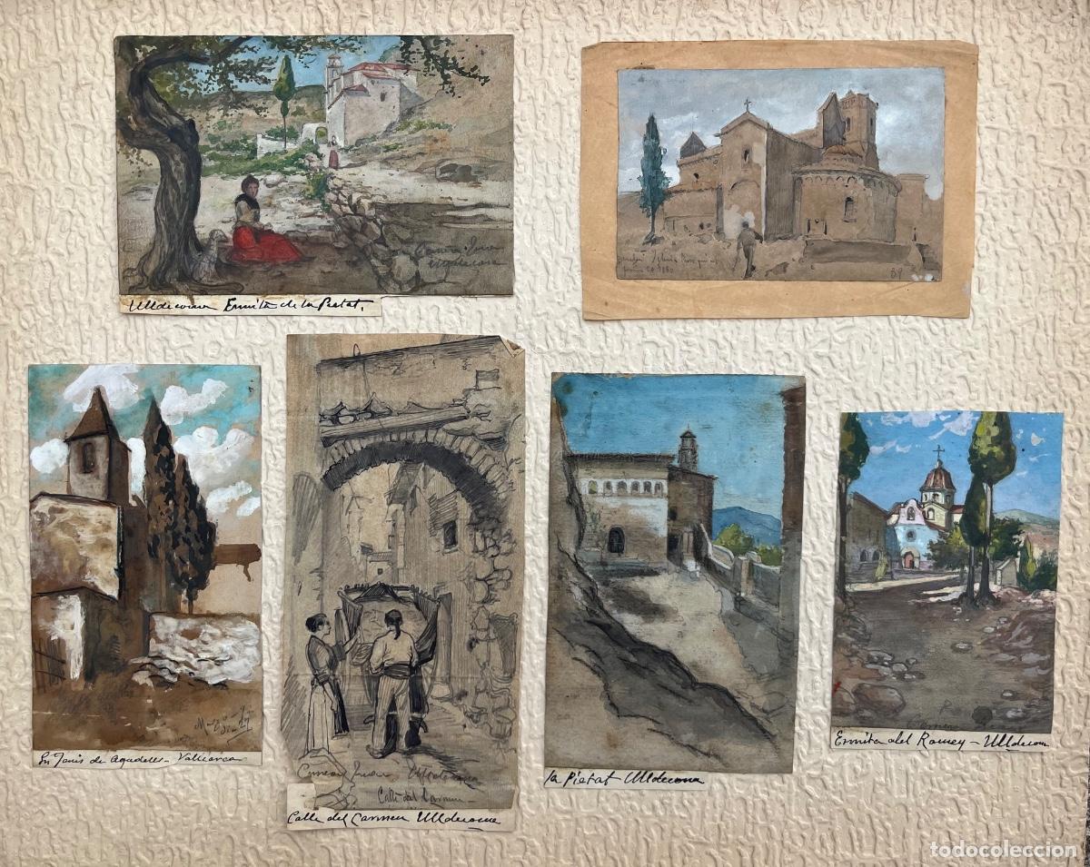 Arte: LOTE DE 6 ACUARELA DE ULLDECONA TARRAGONA FINALES DEL SIGLO XIX