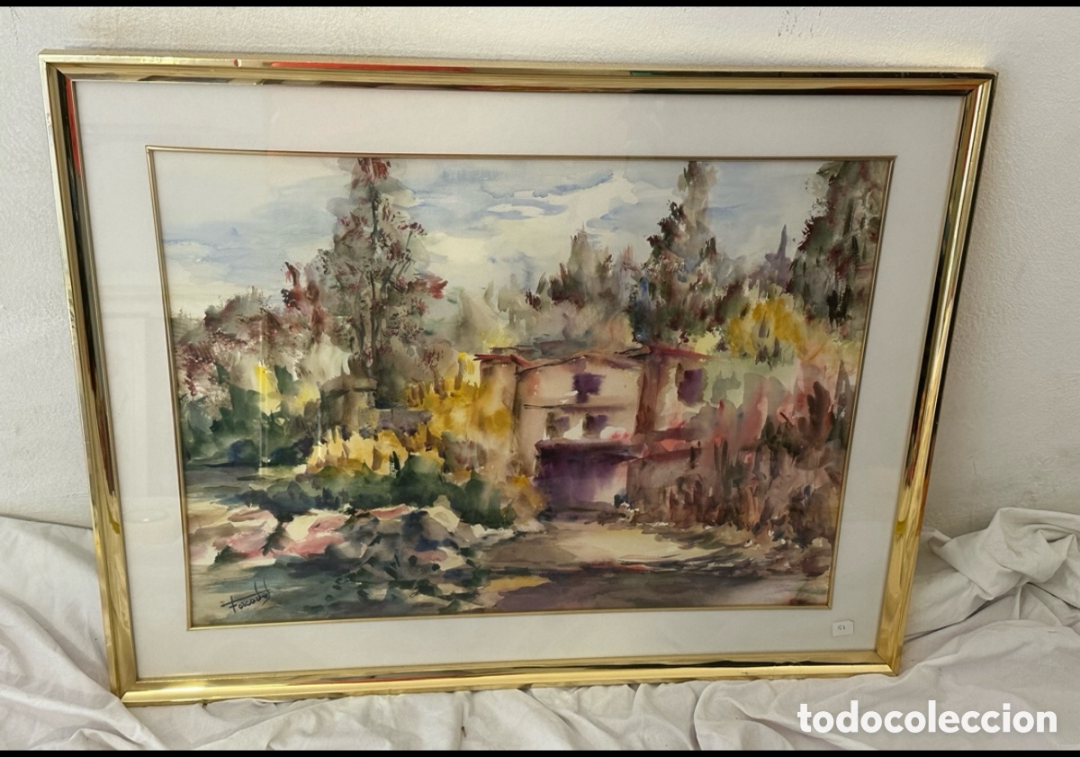 Arte: Mar&iacute;a Dolors Forcades i Vives acuarela sobre papel firmada enmarcada.