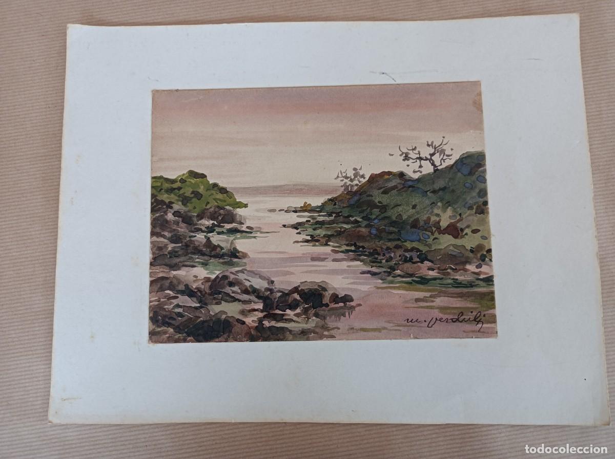 Arte: ACUARELA SOBRE CARTULINA 21 x 15 cms. CANAL DE AGUA MIGUEL MARTINEZ VERCHILI