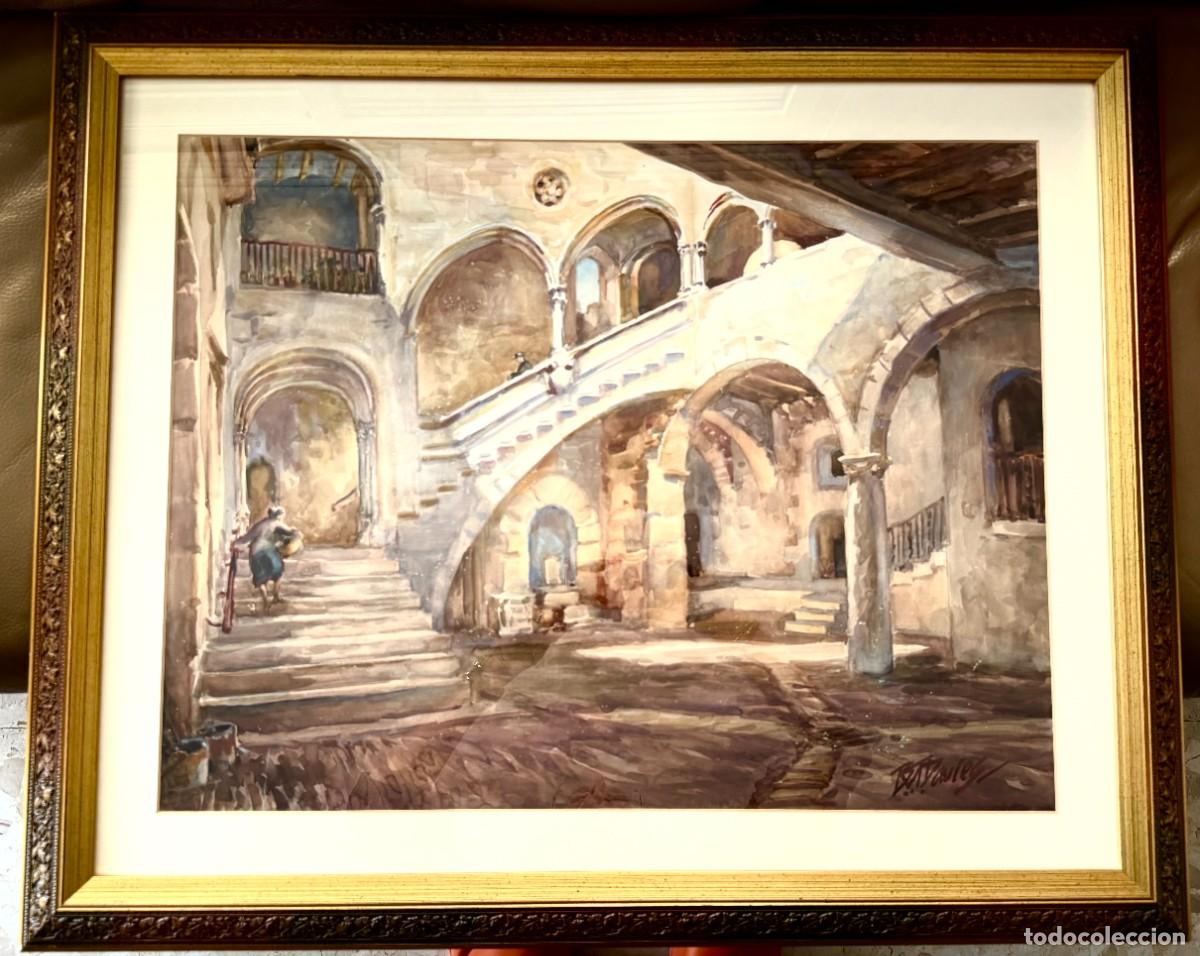 Arte: B.V.T. DAVIES (Southport 1916 - Tarragona 1997) ACUARELA INTERIOR PALAU DE LA CAMBRERIA TARRAGONA