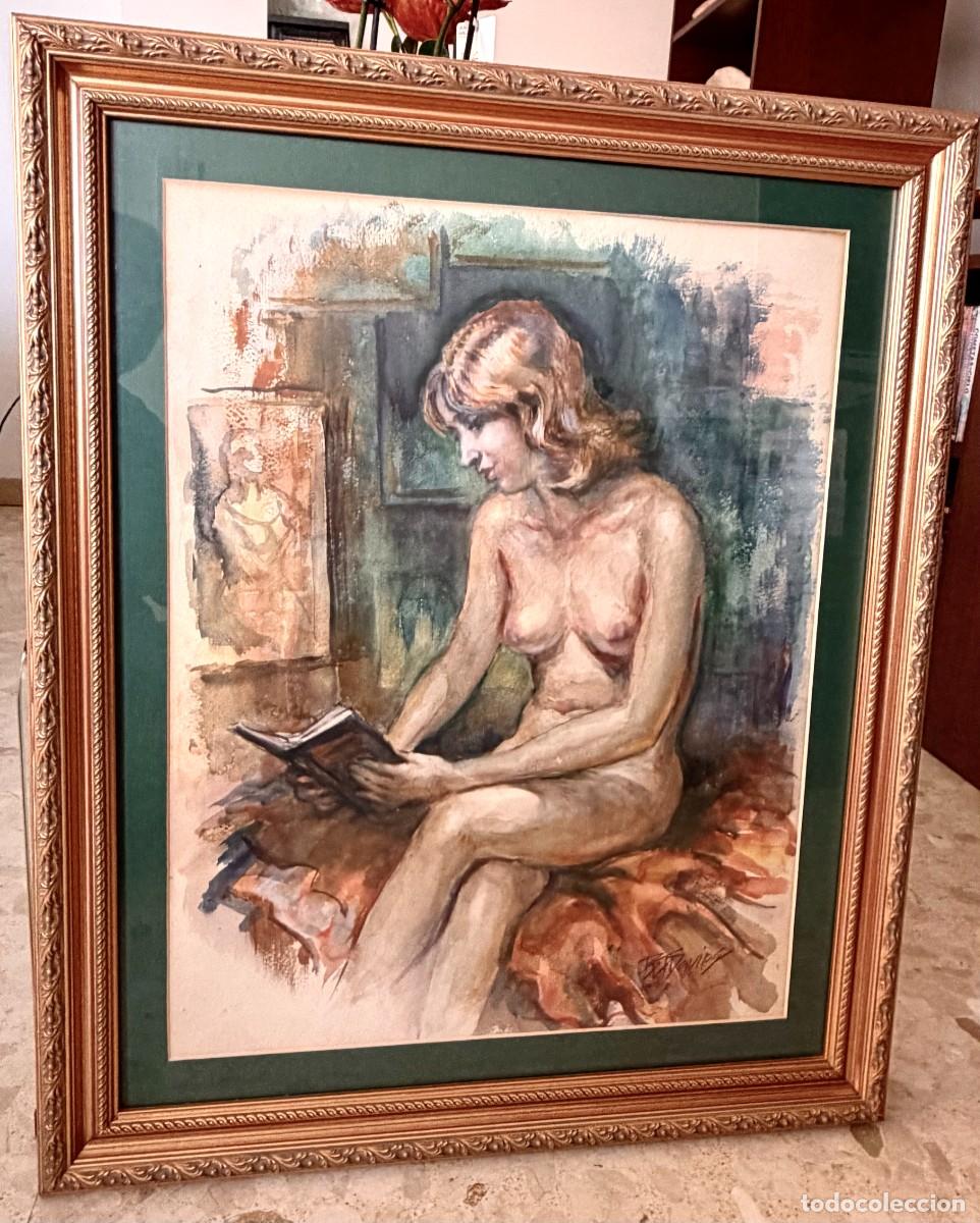 Arte: B.V.T. DAVIES (Southport 1916 - Tarragona 1997) - ACUARELA DESNUDO FEMENINO