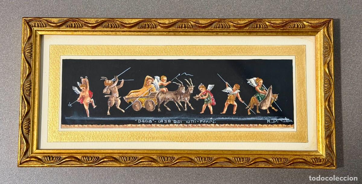 Arte: ACUARELA POMPEI &rdquo;BACCO&rdquo; CASA DEI VETTI - BACCANALE DI AMORINI - POMPEYA (Italia)