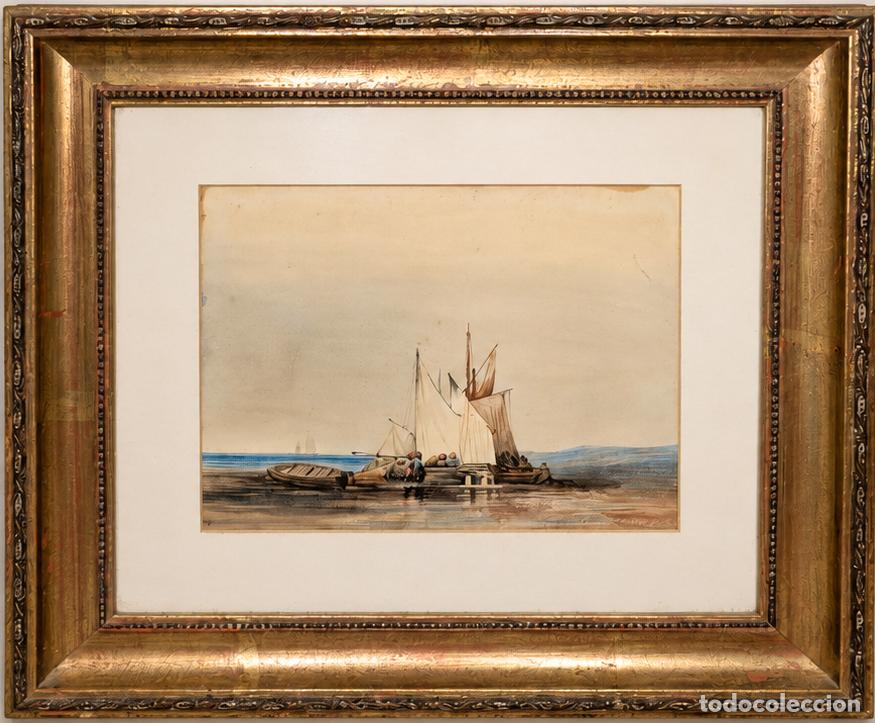 Art: Acuarela antigua barco varado - A.B.