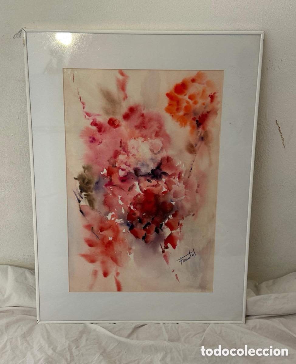 Art: Mar&iacute;a Dolors Forcades i Vives acuarela sobre papel firmada enmarcada.