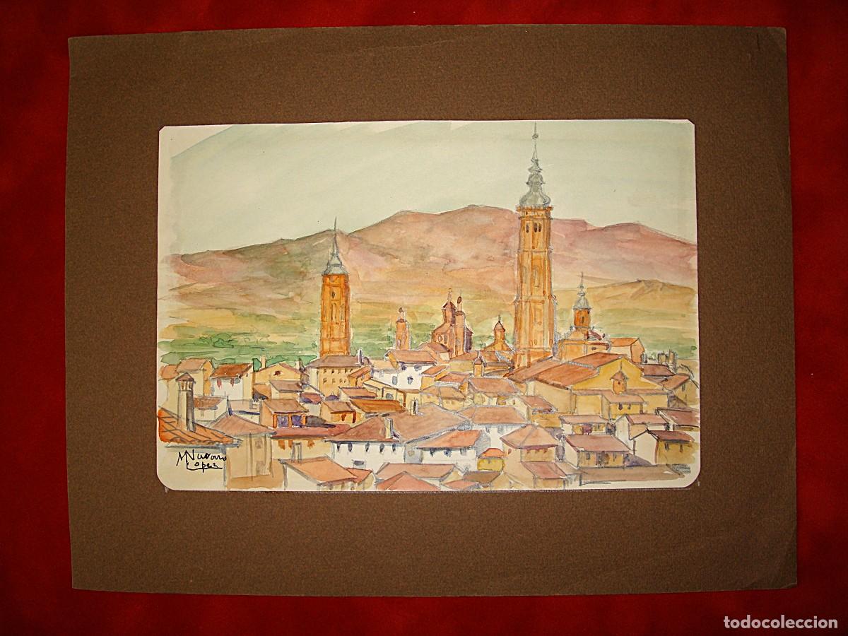 Arte: ACUARELA,VISTA DE CALATAYUD,POR MANUEL NAVARRO LOPEZ.