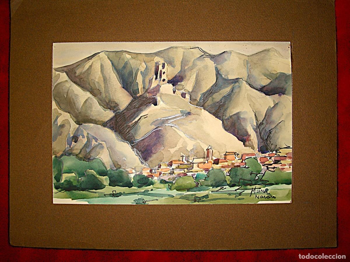 Arte: ACUARELA CASTILLO DE CADRETE,ZARAGOZA,POR EL ARTISTA MANUEL NAVARRO LOPEZ.