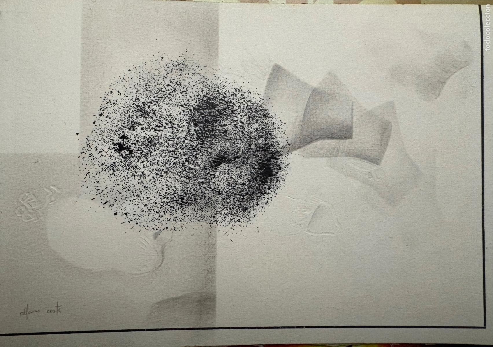 Arte: Composici&oacute;n abstracta expresionista, grisalla, t&eacute;cnica mixta de Alfonso Costa Beiro (La Coru&ntilde;a 1943)