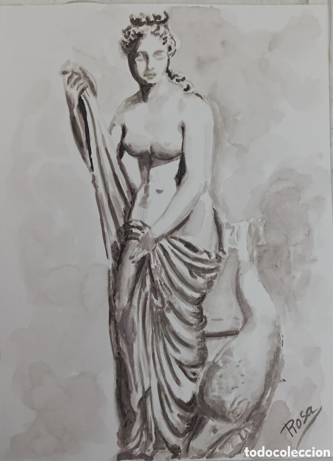 Arte: Acuarela.Venus con delf&iacute;n
