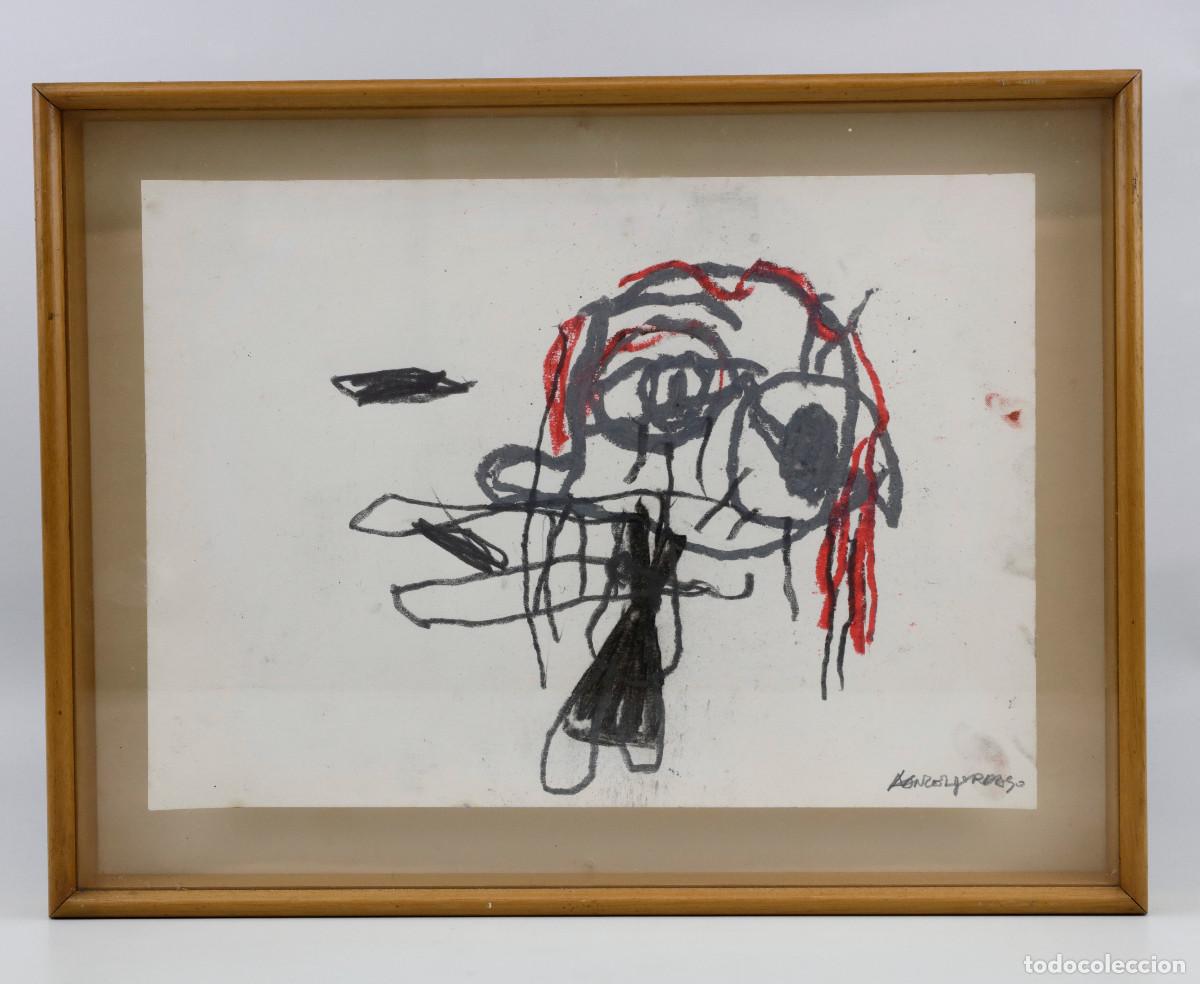 Arte: Artista por identificar, sello galer&iacute;a Carles Poy, Barcelona. 1990's. Marco: 30x40cm.