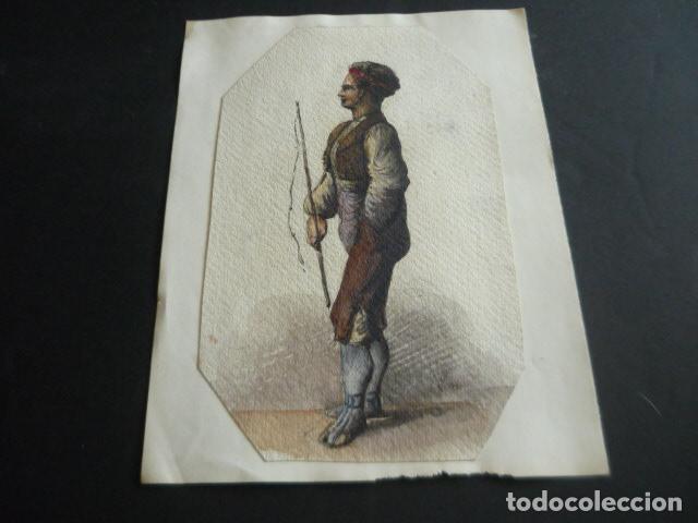 Arte: CALESERO ANTIGUA ACUARELA 14,5 X 21 CM