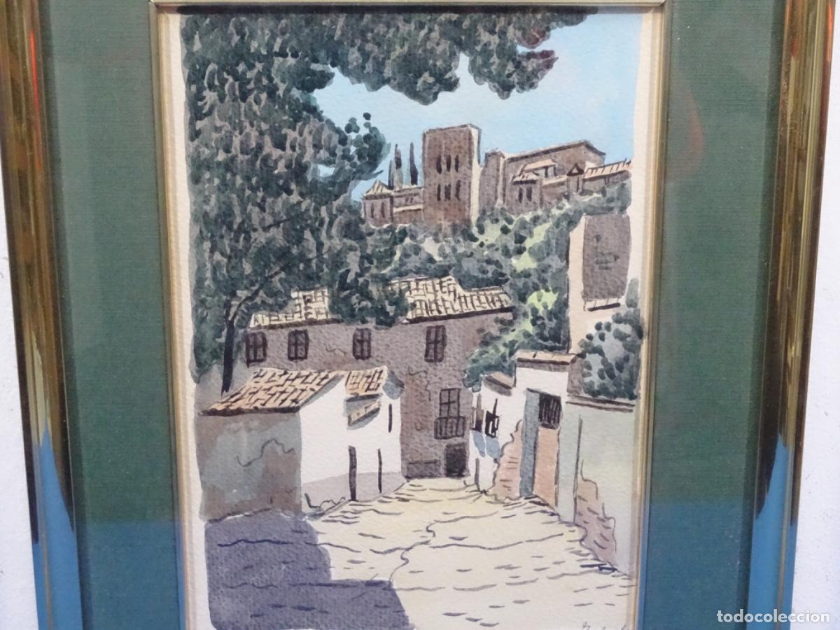 Arte: ACUARELA FIRMADA M. TRABADO. CUESTA TRIGUEROS, EL ALBAYCIN, GRANADA.