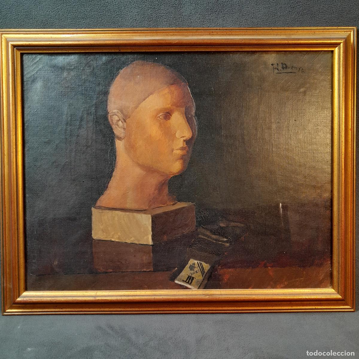 Arte: C-1996. RICARD ARENYS GALDON (1914-1977). &Oacute;LEO SOBRE LIENZO. BUSTO DE HOMBRE. 1960 CA.