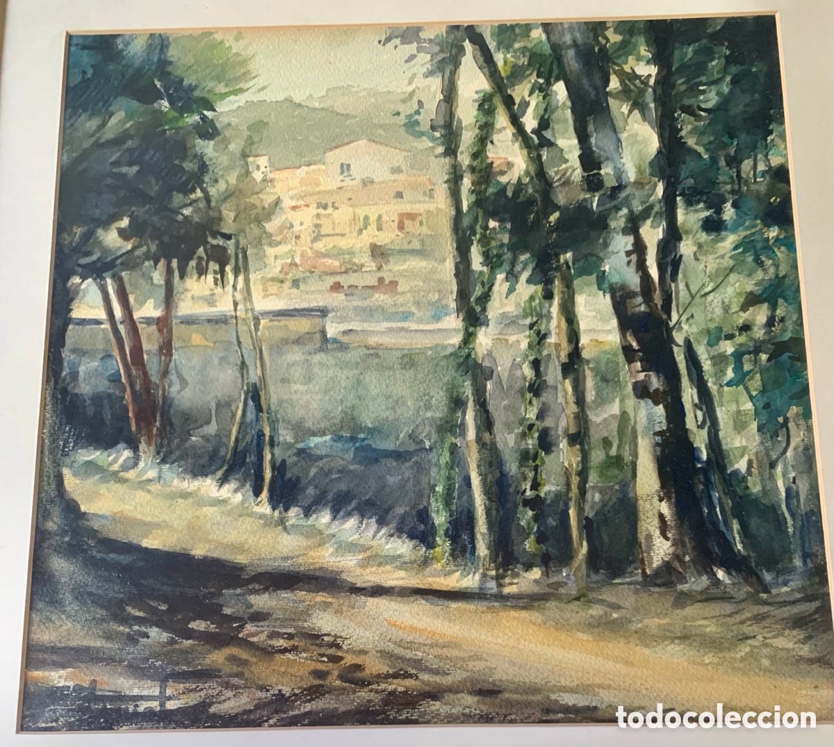 Arte: Joan Farriol P&eacute;rez 1934-2014, Sabadell,paisaje rural, 51,5x50,5 obra y 66,5x67 con marco