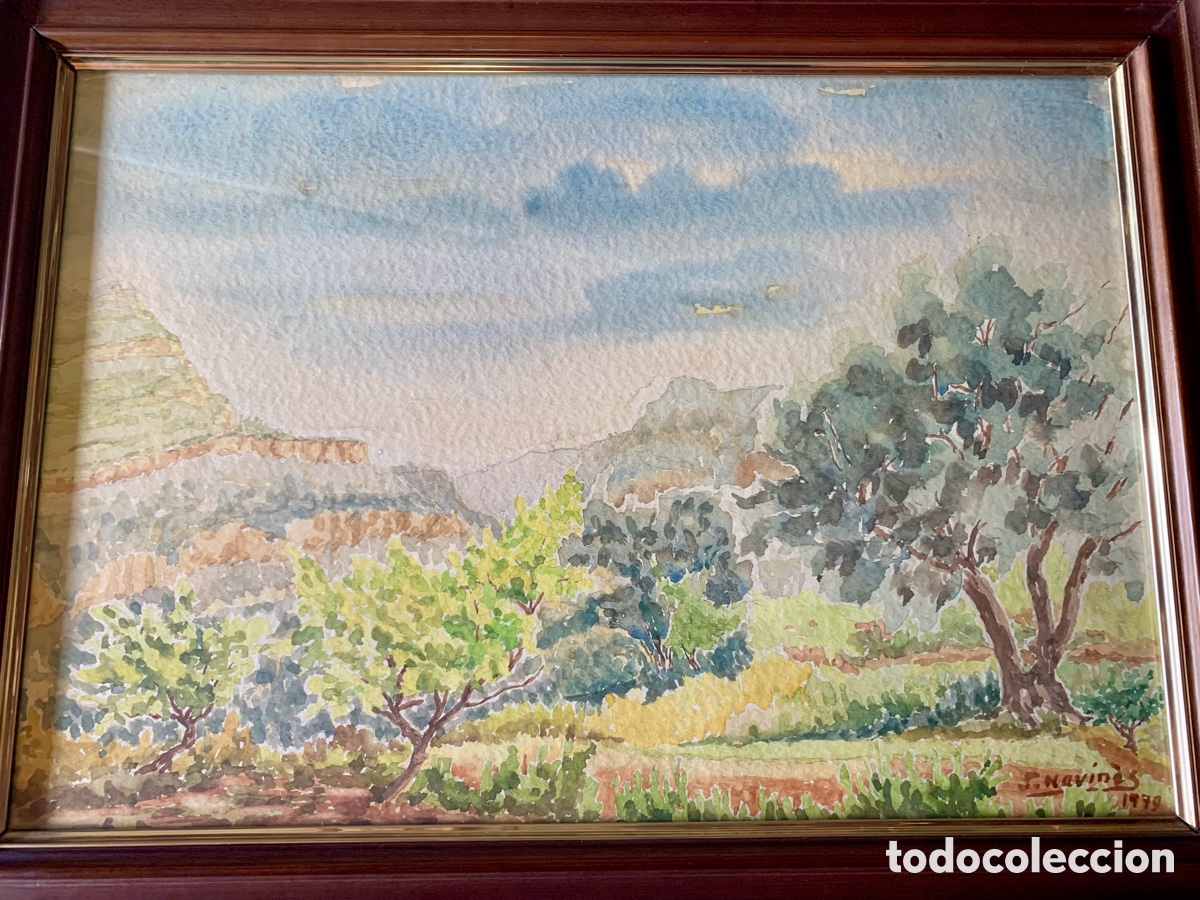 Arte: Josep Navin&eacute;s , acuarela de 1979, 49x34 obra y 60x44,5 con marco