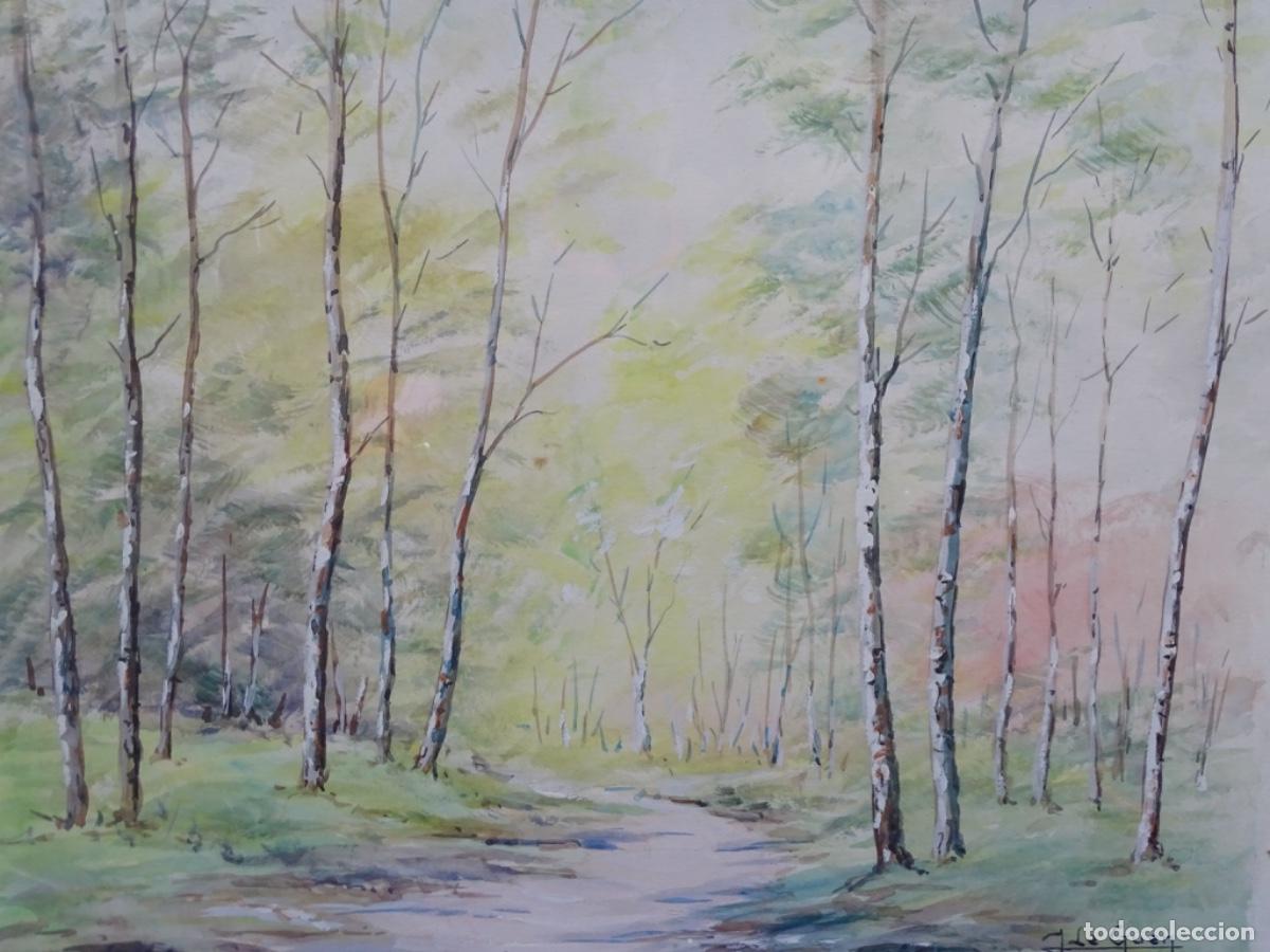 Arte: ACUARELA J. DE GUEN. A FONTANEBLEAU EN TOV&Egrave;T. PAISAJE. TONOS SUAVES.