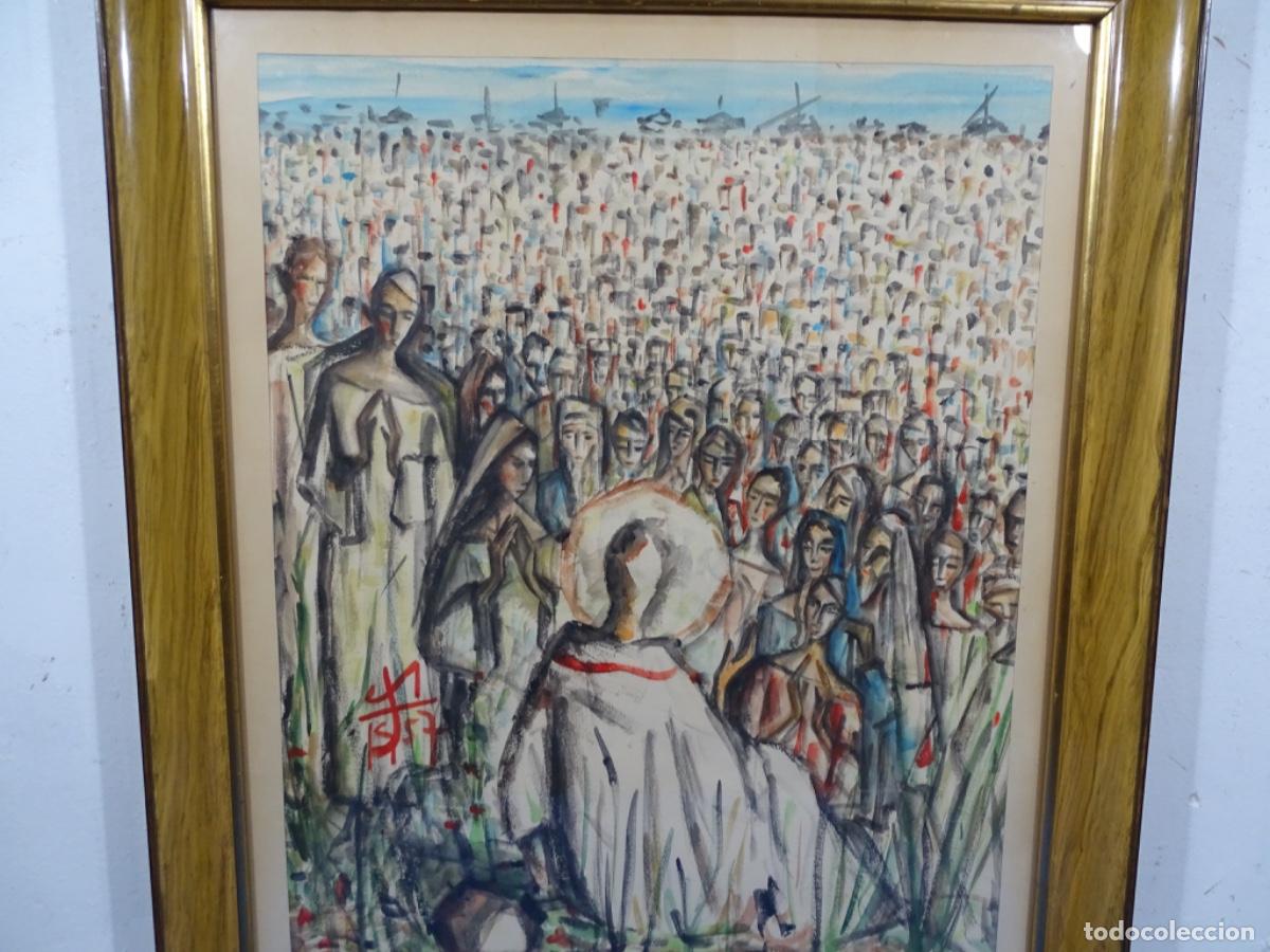 Arte: ACUARELA JOSEP CAMI ALIART, PINTOR DE TERRASSA. BEATI MUNDO CORDE 1957.