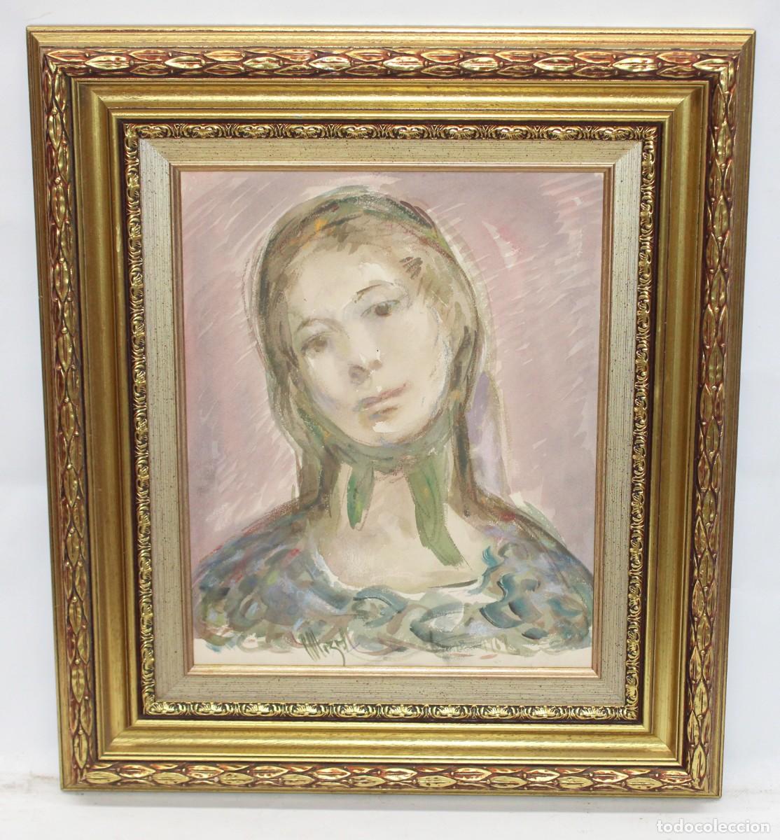 Arte: PEDRO MOZOS MART&Iacute;NEZ (1915 - 1983) ACUARELA SOBRE PAPEL DEL A&Ntilde;O 1962. RETRATO FEMENINO