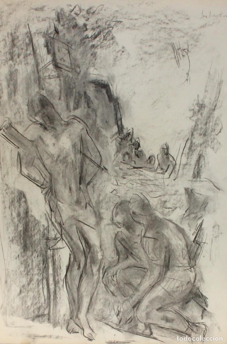 Kunst: PEDRO MOZOS MART&Iacute;NEZ (1915 - 1983) TECNICA MIXTA SOBRE PAPEL DEL A&Ntilde;O 1971. SAN SEBASTIAN