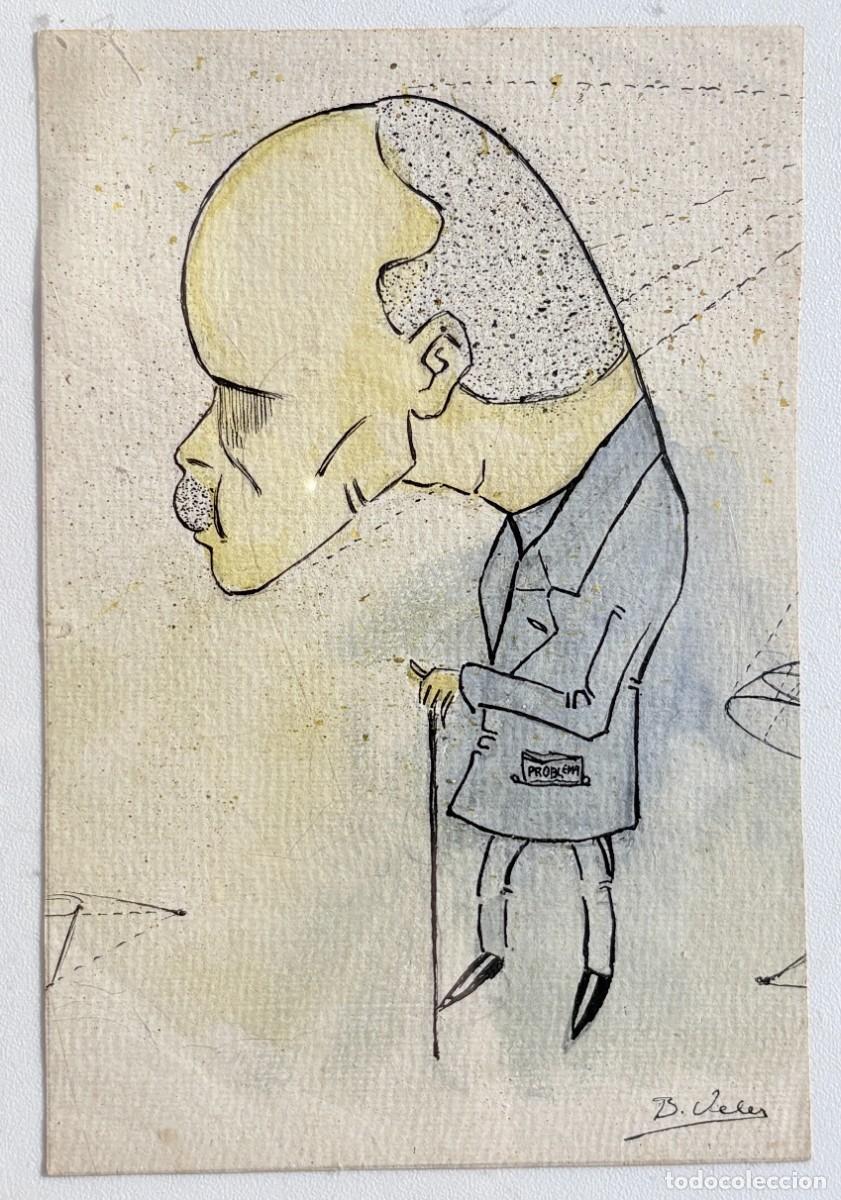 Arte: Benet V&eacute;lez Valls, activo en Barcelona y Olot, c. 1910, caricatura, acuarela y tinta sobre papel