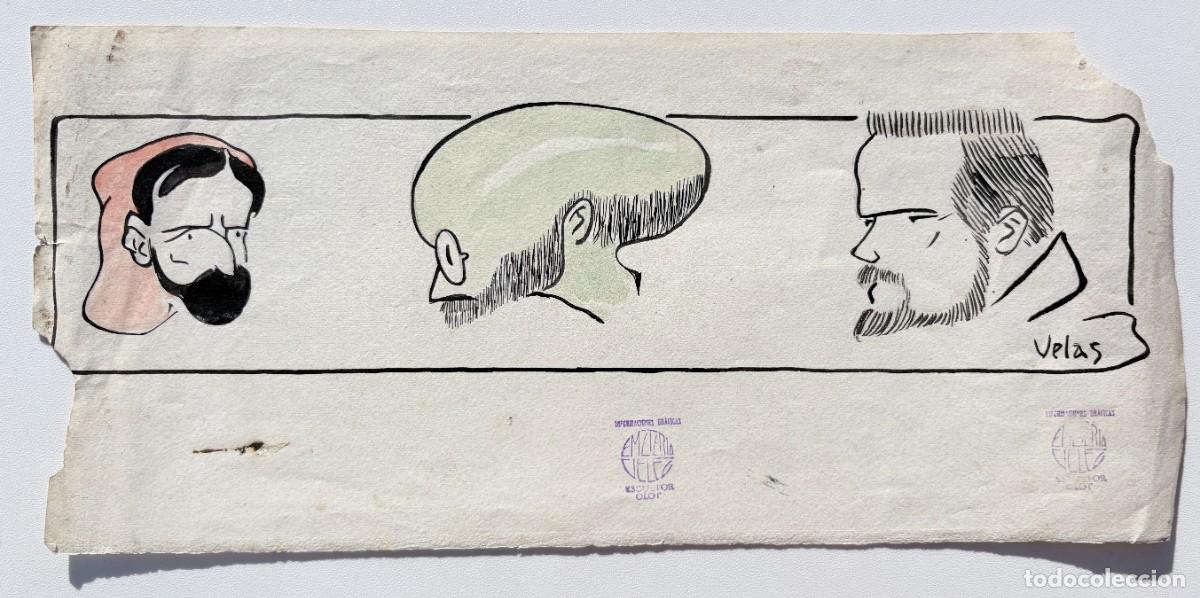 Arte: Emeterio V&eacute;lez Valls (Barcelona, ​​1887 &ndash; Olot, 1975), caricaturas, tinta y acuarela sobre papel