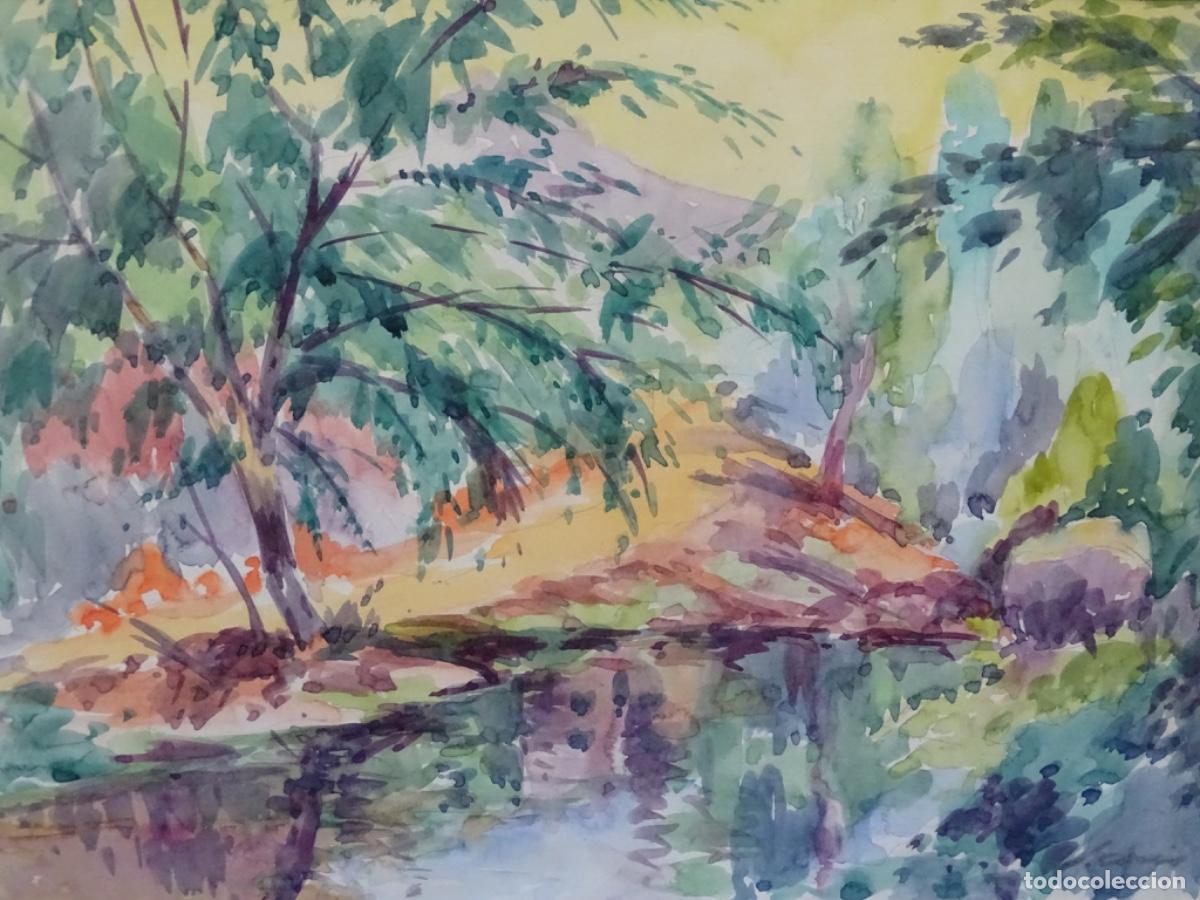 Art: ACUARELA SALVADOR ARIS. PAISAJE LA RIERA DE MURA 1985