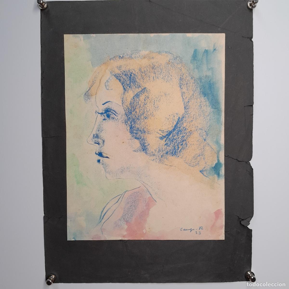 Arte: FRANCISCO CAMPS RIBERA (1895-1992). RETRATO FEMENINO. T&Eacute;CNICA MIXTA SOBRE PAPEL. FECHADO 1933.