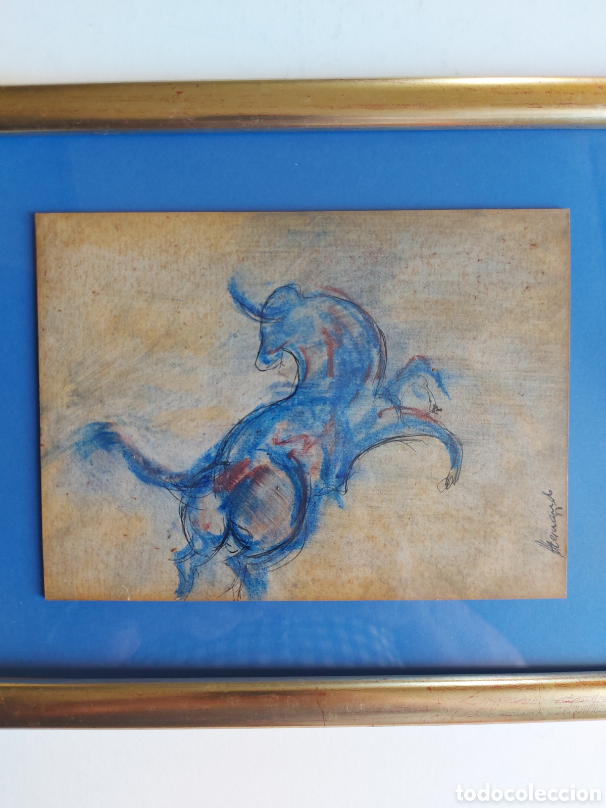 Kunst: HERNANDO &rdquo;BOCETO DEL TORO&rdquo; ACUARELA 1985