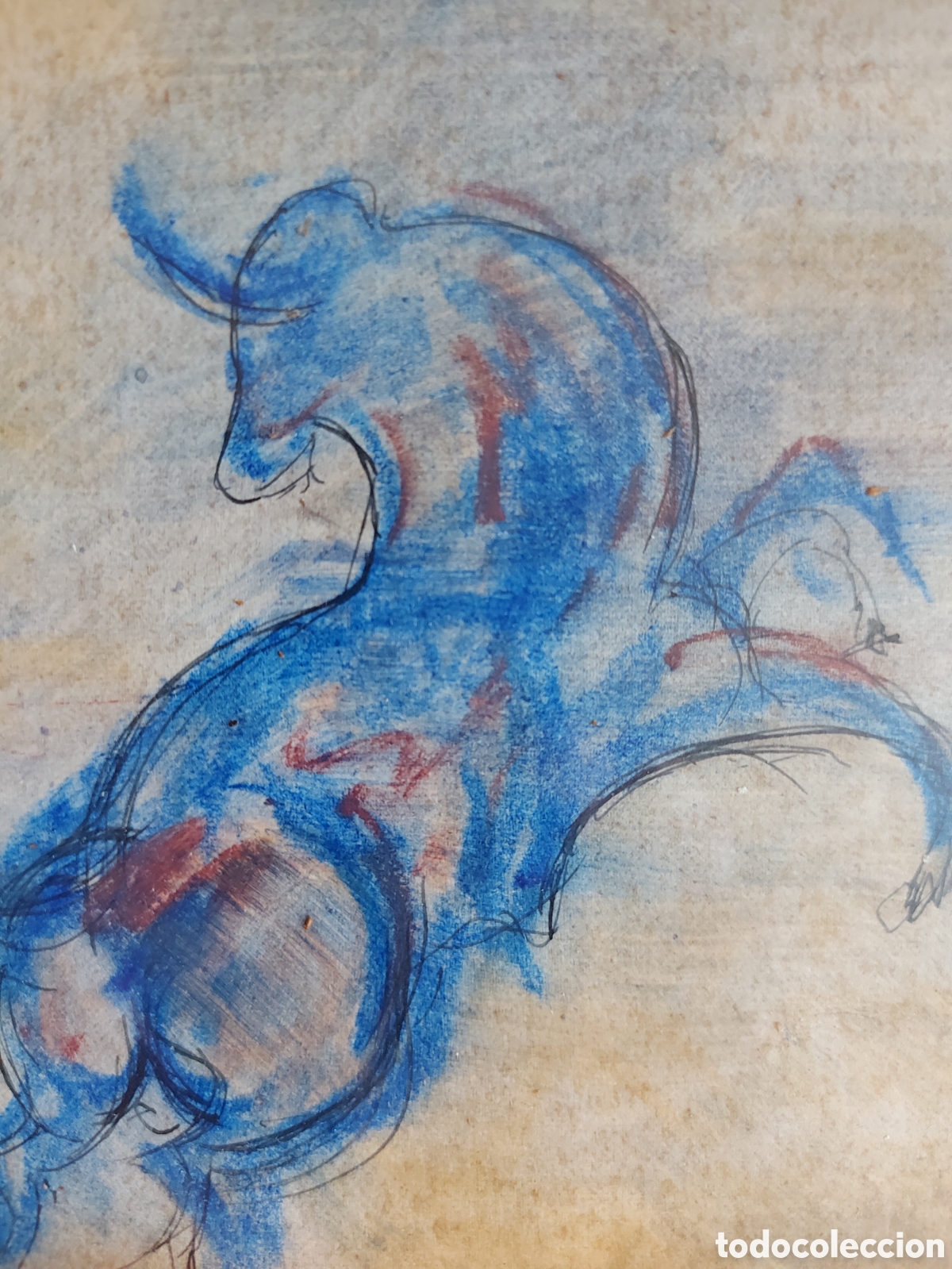 Arte: HERNANDO &rdquo;BOCETO DE TORO&rdquo; ACUARELA 1985