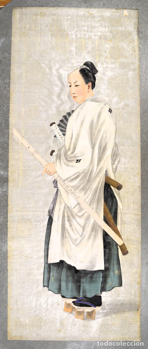 Arte: Samurai. Acuarela original del siglo XIX.