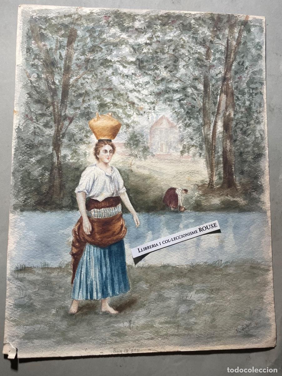 Arte: ANTIGUA PINTURA ACURELA SOBRE PAPEL - FIRMA ILEGIBLE - 1900 - 31,5X23,5 CM. - ESTADO EL QUE SE VE EN