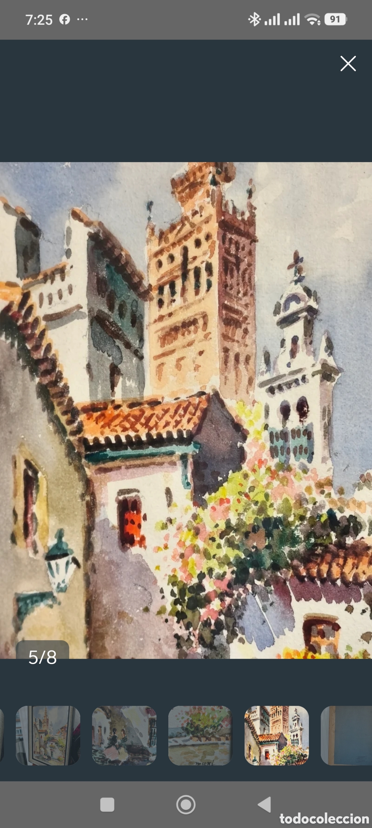 Arte: MAXI HUERTAS PAISAJE ACUARELA SEVILLA DE ENORME CALIDAD