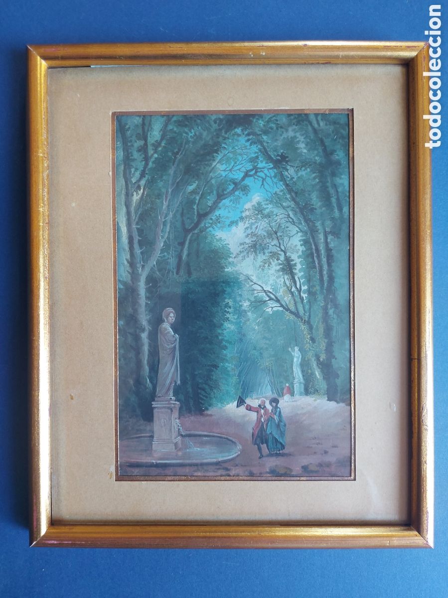 Arte: &rdquo;PASEO ROMANTICO EN EL PARQUE&rdquo; ACUARELA EPOCA