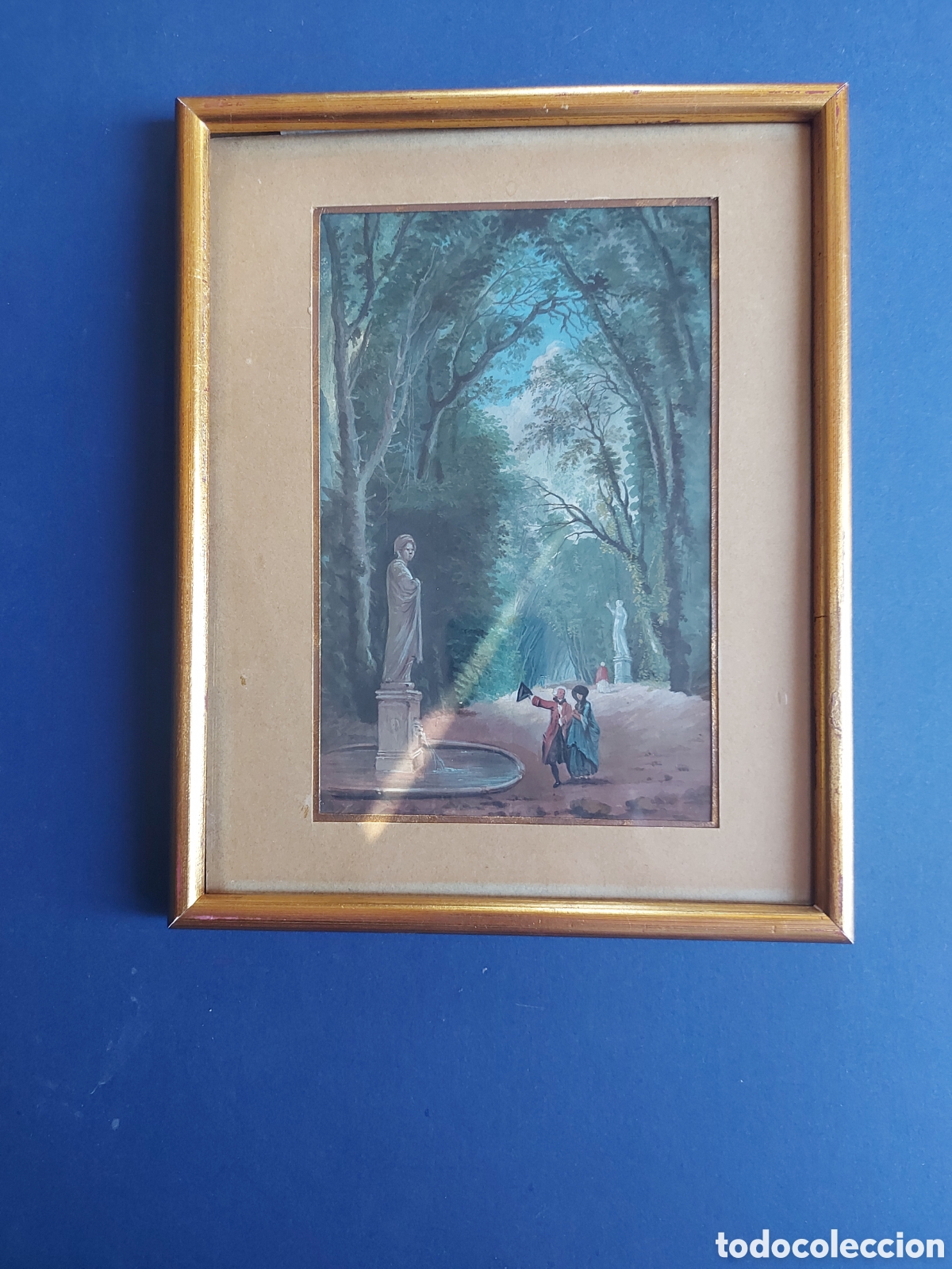 Arte: &rdquo;PASEO ROMANTICO EN EL PARQUE&rdquo; ACUARELA EPOCA