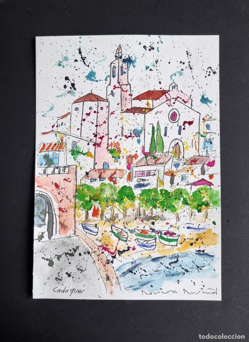 Art: ACUARELA ORIGINAL UNICA FIRMADA Y CERTIFICADA -NUEVA - AUTOR ROVIRA RUSI&Ntilde;OL