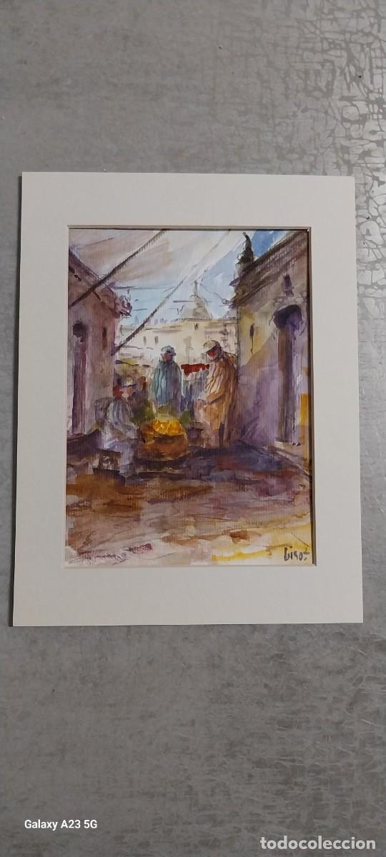 Arte: Acuarelas originales de autor. Zoco marroqu&iacute;.