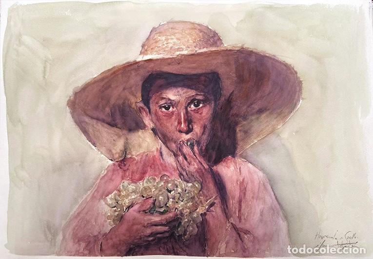 Arte: Acuarela &rdquo;Ni&ntilde;o comiendo uvas&rdquo; &ndash; Copia de Joaqu&iacute;n Sorolla