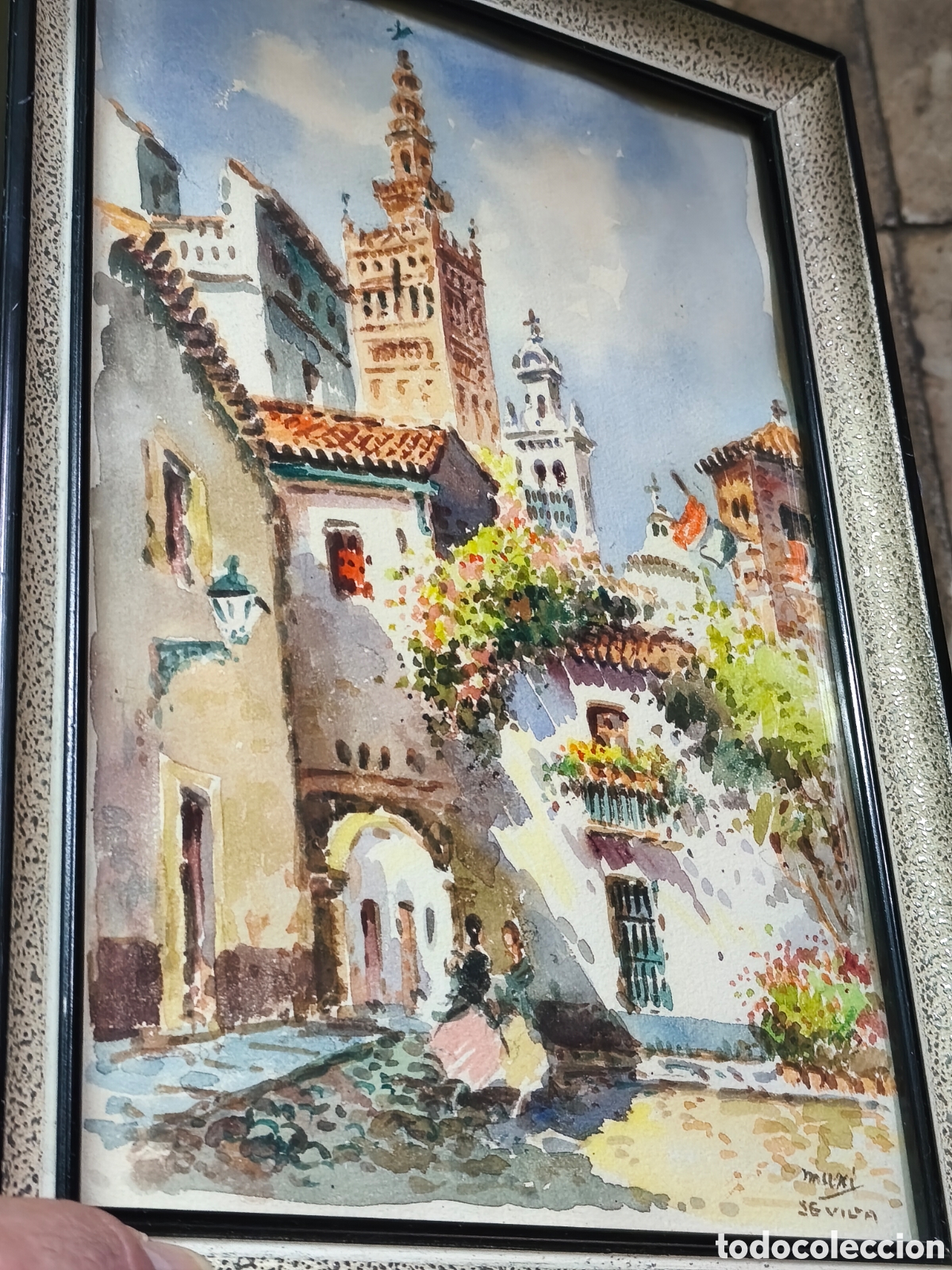 Kunst: MAXI HUERTAS PAISAJE ACUARELA SEVILLA DE ENORME CALIDAD