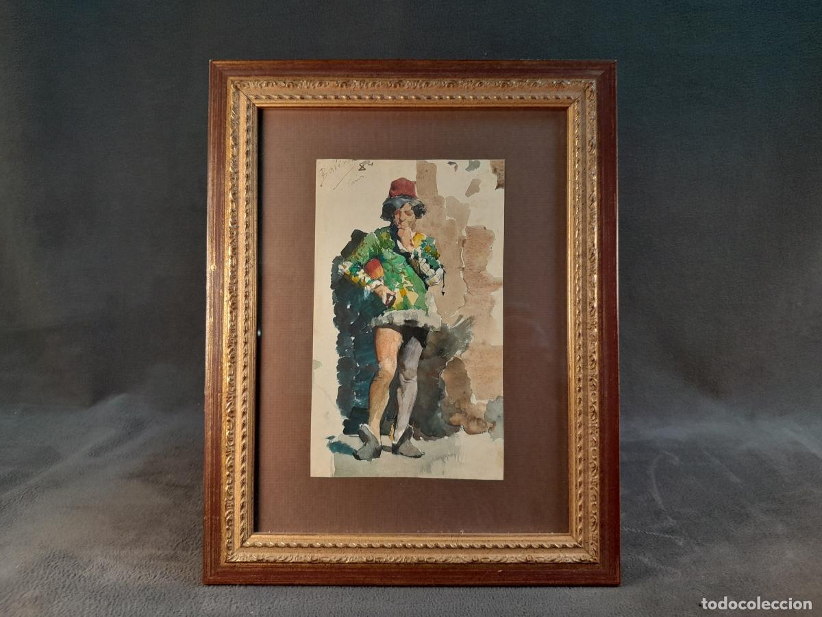 Arte: C-2005. LAUREANO BARRAU BU&Ntilde;OL (1863-1957). ACUARELA SOBRE PAPEL. ARLEQU&Iacute;N. 1884.