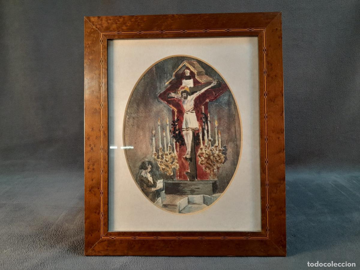 Arte: D-329. FIRMADO RICARDO. ACUARELA SOBRE PAPEL. CRISTO REDENTOR. PRINCIPIOS S. XX.